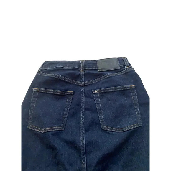 H&M & Denim Blue Knee Length Zipper Straight Stretch Front Jean Skirt Size 4 - Picture 7 of 8